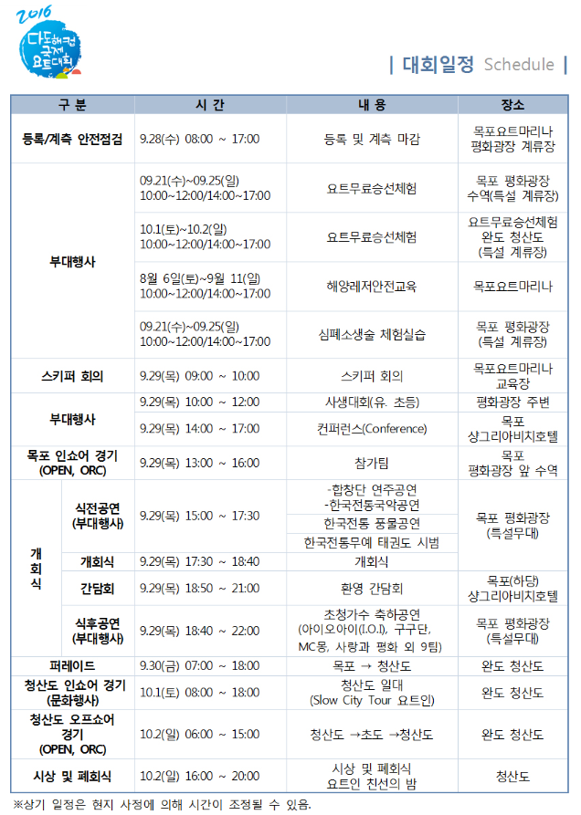 다도해컵 국제 요트대회 일정표.bmp